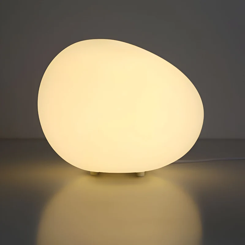 Steen Tafellamp LED 3-Kleuren PE Sfeerlamp 22cm Woonkamer Slaapkamer Scandinavisch Organisch Nachtlamp Dimbaar | Sansoti
