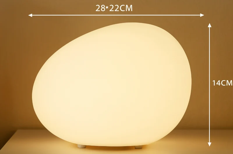 Steen Tafellamp LED 3-Kleuren PE Sfeerlamp 22cm Woonkamer Slaapkamer Scandinavisch Organisch Nachtlamp Dimbaar | Sansoti