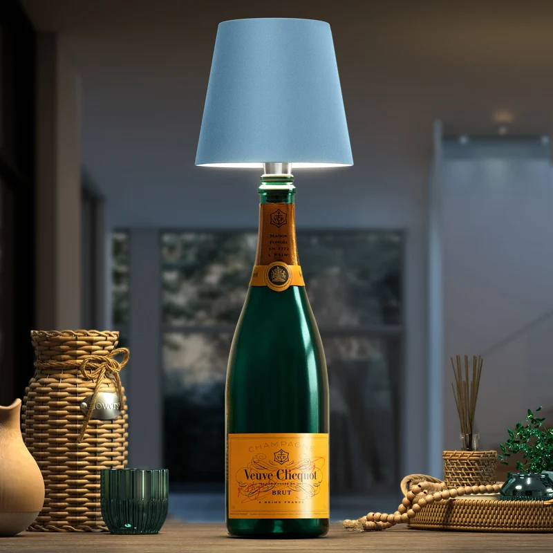 Flessenlamp Draadloos Oplaadbaar LED Zwart 3000K USB-C Tafellamp Wijnfles Bar Sfeerverlichting | Sansoti