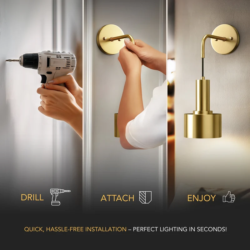 Wandlamp Goud Industrieel Set 2 Hangende Kap Metaal Afstandsbediening Dimbaar RGB Slaapkamer | Sansoti