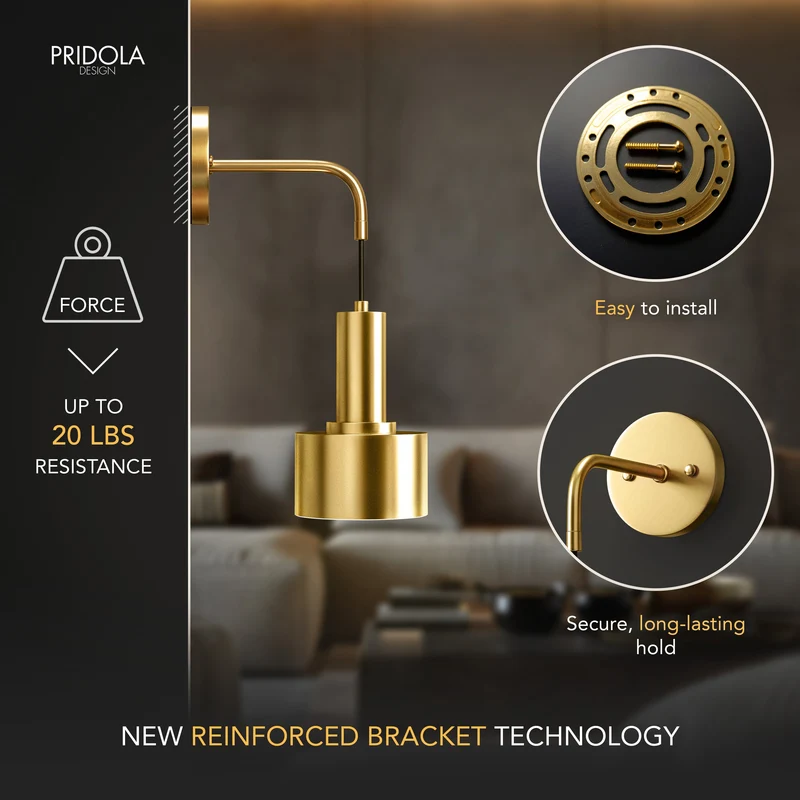 Wandlamp Goud Industrieel Set 2 Hangende Kap Metaal Afstandsbediening Dimbaar RGB Slaapkamer | Sansoti