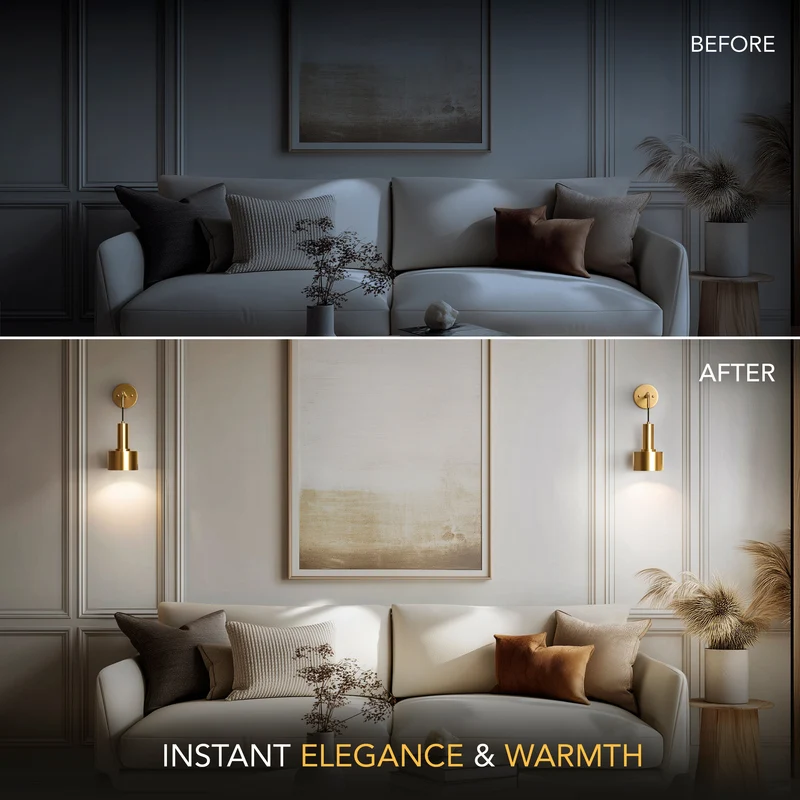Wandlamp Goud Industrieel Set 2 Hangende Kap Metaal Afstandsbediening Dimbaar RGB Slaapkamer | Sansoti
