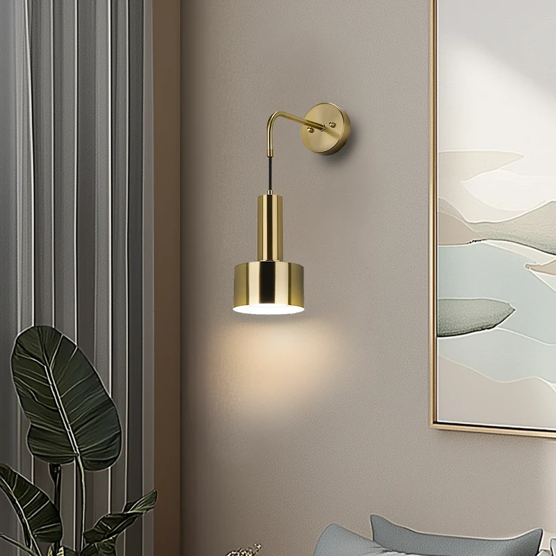 Wandlamp Goud Industrieel Set 2 Hangende Kap Metaal Afstandsbediening Dimbaar RGB Slaapkamer | Sansoti