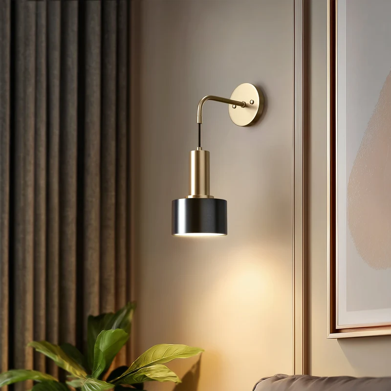 Wandlamp Goud Industrieel Set 2 Hangende Kap Metaal Afstandsbediening Dimbaar RGB Slaapkamer | Sansoti