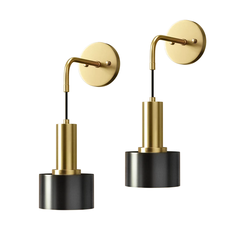Wandlamp Goud Industrieel Set 2 Hangende Kap Metaal Afstandsbediening Dimbaar RGB Slaapkamer | Sansoti