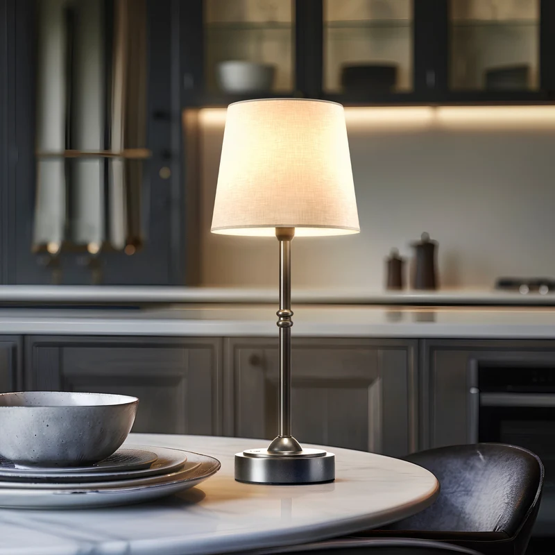 Tafellamp Oplaadbaar Draadloos Goud Wit Kap 40cm USB-C Touch Dimbaar Slaapkamer Woonkamer | Sansoti