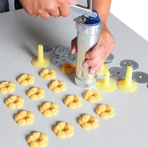 Koekjespers Aluminium 20 Vormen 4 Spuitmonden Spritzgebäck Koekjesmaker Kerstkoekjes Bakken Decoreren | Sansoti
