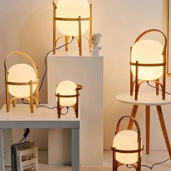 Tafellamp Hout Opaal Glas Naturel 3 Maten Woonkamer Slaapkamer Sfeerverlichting Staande Lamp Japandi Scandinavisch | Sansoti