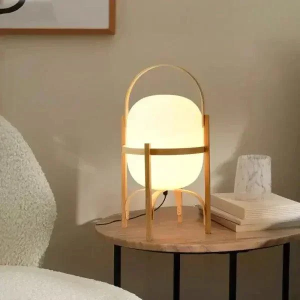 Tafellamp Hout Opaal Glas Naturel 3 Maten Woonkamer Slaapkamer Sfeerverlichting Staande Lamp Japandi Scandinavisch | Sansoti