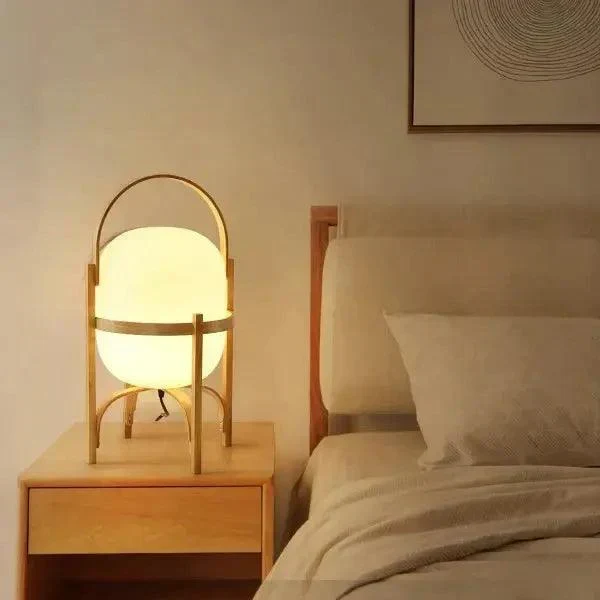Tafellamp Hout Opaal Glas Naturel 3 Maten Woonkamer Slaapkamer Sfeerverlichting Staande Lamp Japandi Scandinavisch | Sansoti