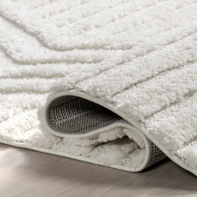 Japandi Vloerkleed Hoogpolig Geometrisch Franjes Creme Polypropeen Woonkamer Slaapkamer | Sansoti