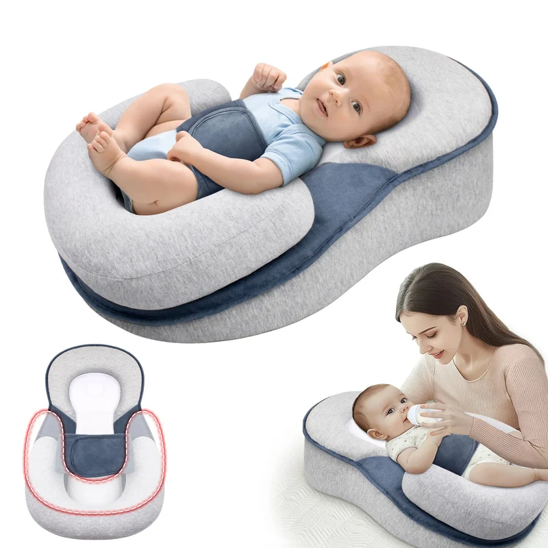 Babynestje Verhoogd 15° Helling Reflux Pasgeboren Katoen 3D Mesh Wiegje Anti-Reflux Zuigeling Slaapwedge Baby Lounge Kraamcadeau Koliek Verzakking | Sansoti