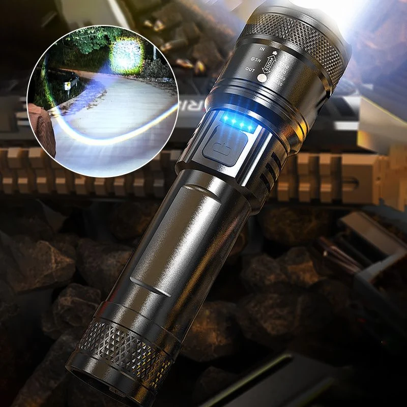 Krachtige Oplaadbare LED Zaklamp 7500 Lumen Waterdicht IPX7 USB-C Camping Outdoor Noodverlichting Tactisch | Sansoti