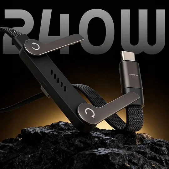 Oplaadkabel USB-C met Telefoonstandaard 240W Snelladen | 1,5m Gevlochten Nylon Gaming Videobellen Laadkabel | Sansoti