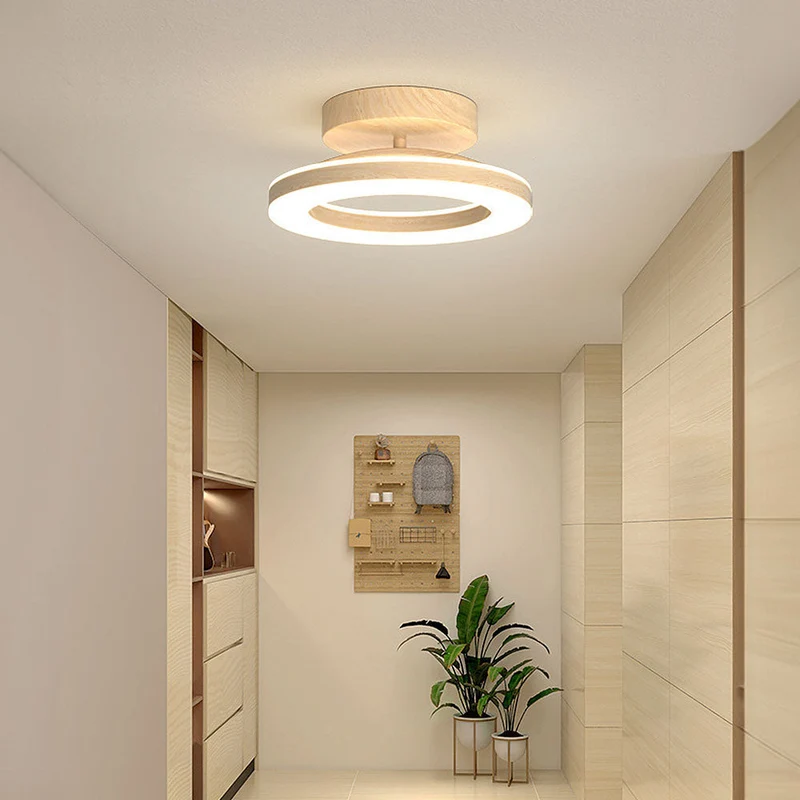 LED Plafondlamp Disc Rond Metaal Hout Modern Stijlvol Energiezuinig Hal Slaapkamer Eetkamer Verlichting | Sansoti