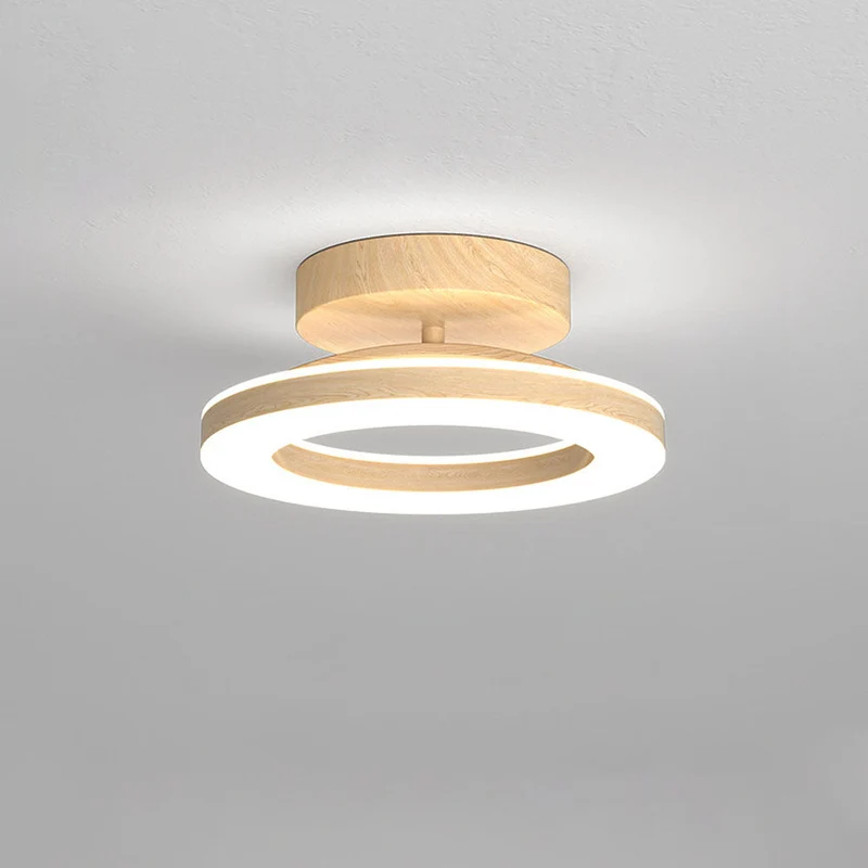 LED Plafondlamp Disc Rond Metaal Hout Modern Stijlvol Energiezuinig Hal Slaapkamer Eetkamer Verlichting | Sansoti