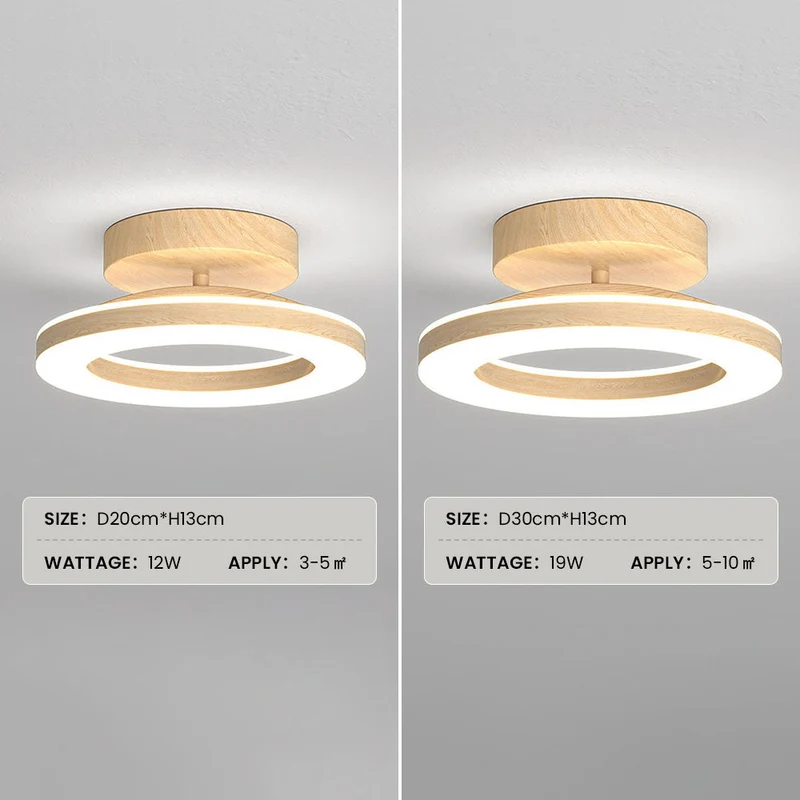 LED Plafondlamp Disc Rond Metaal Hout Modern Stijlvol Energiezuinig Hal Slaapkamer Eetkamer Verlichting | Sansoti