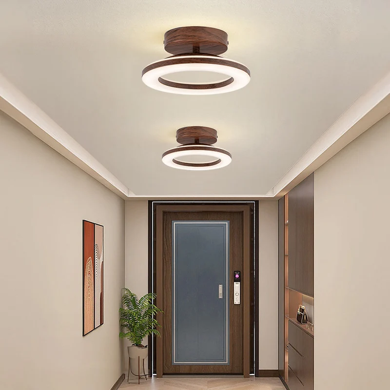 LED Plafondlamp Disc Rond Metaal Hout Modern Stijlvol Energiezuinig Hal Slaapkamer Eetkamer Verlichting | Sansoti