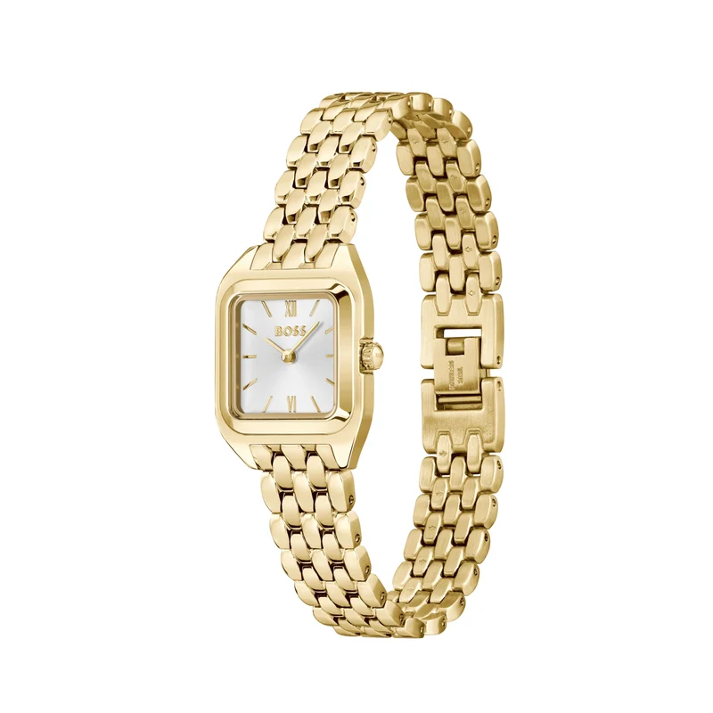 BOSS Mae Petite 1502823 Damen Armbanduhr Goldfarben • Saphirglas • Minimalistisches Design