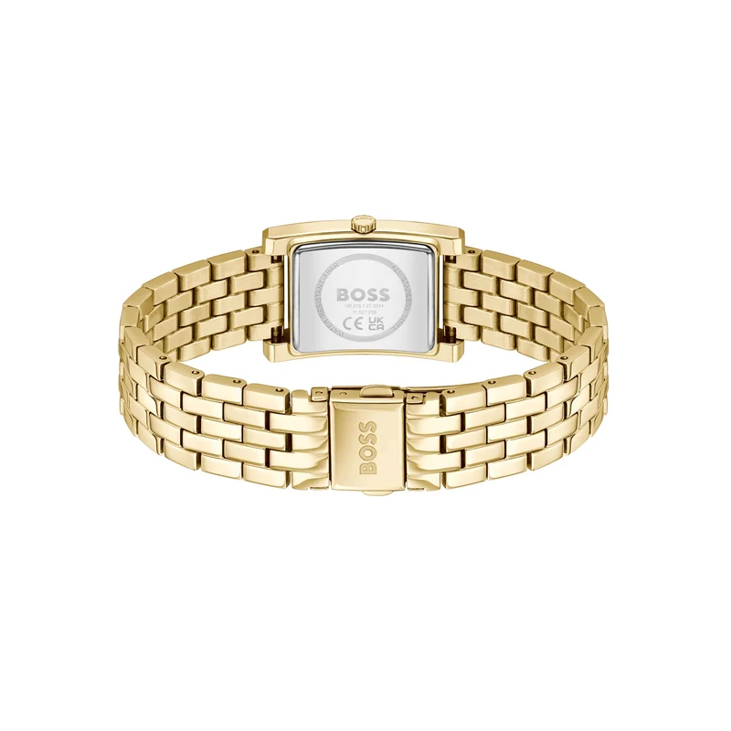 BOSS Lucy 1502744 Damen Armbanduhr Gold • Quarzwerk Seiko VJ20 • Mineralglas