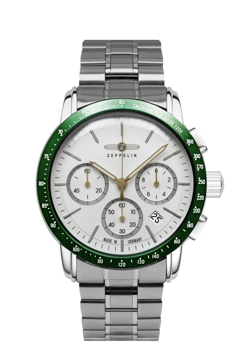 Zeppelin New York 8878MB-4 Herrenuhr Weiß • Japanisches Quarzwerk Citizen-Miyota 6S20 • Tachymeter-Lünette