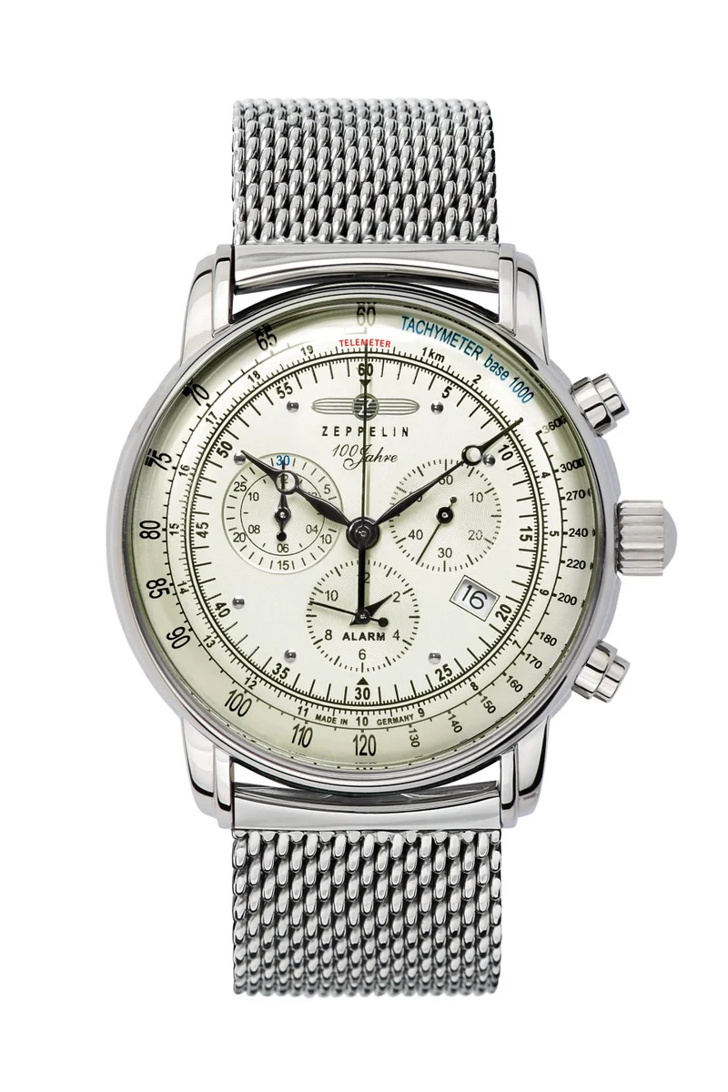 Zeppelin 100 Jahre 8680M-3 Herren Chronograph Beige • Schweizer Quarzwerk Ronda 5130.D • Mineralglas K1