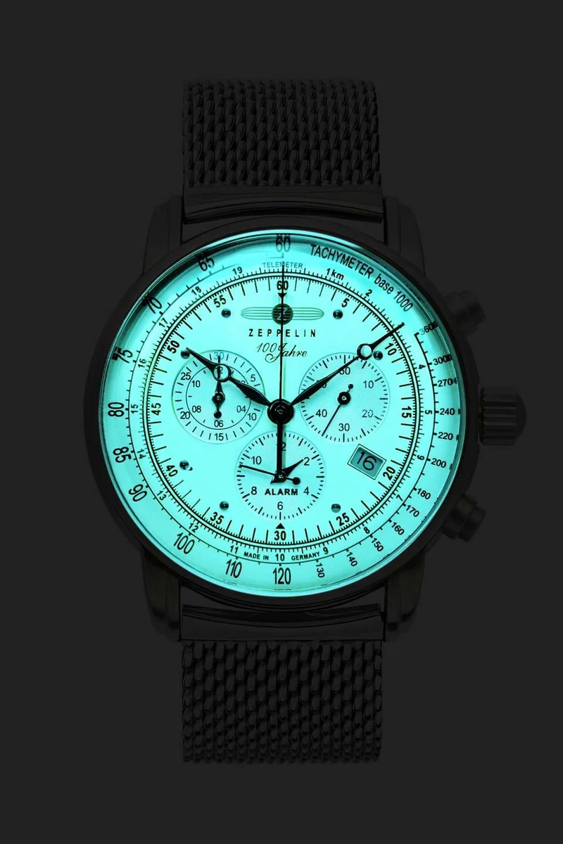 Zeppelin 100 Jahre 8680M-3 Herren Chronograph Beige • Schweizer Quarzwerk Ronda 5130.D • Mineralglas K1