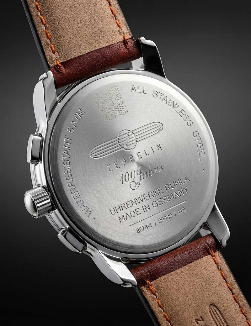 Zeppelin 8676-1 100 Jahre Zeppelin Herren Chronograph Schwarzsilber • Chronographenfunktion • 5 ATM wasserdicht