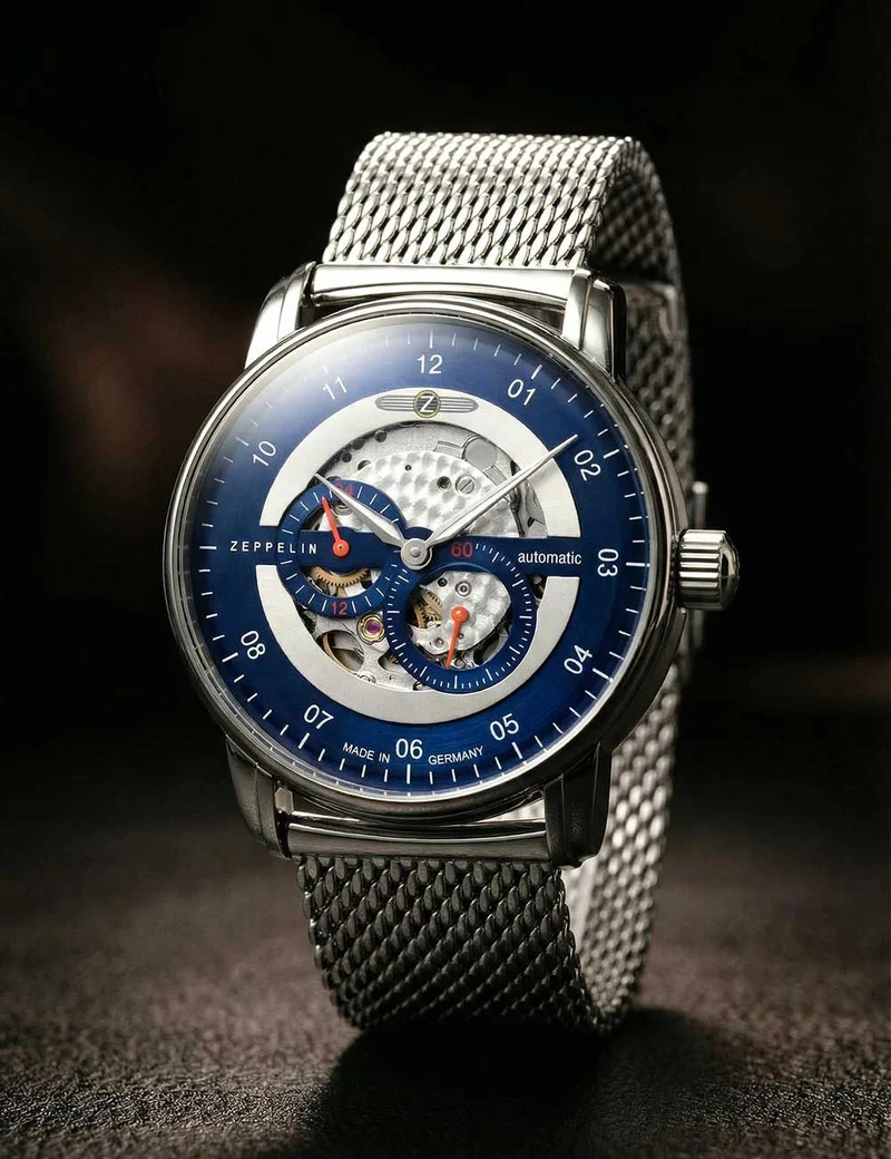 Zeppelin New Captains Line 8664M-3 Herrenuhr Blau • Automatikwerk • 5 ATM wasserdicht