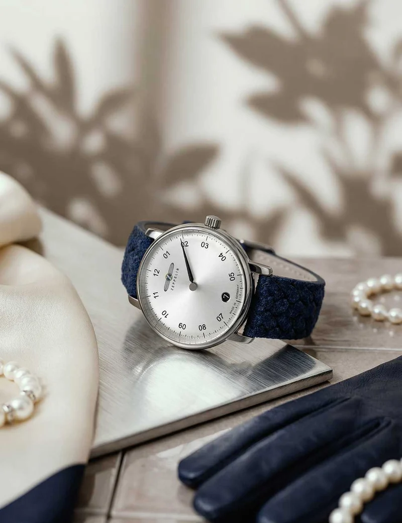 Zeppelin 8643-4 Monotimer Damenuhr Blau • 5 ATM Wasserdicht • Elegantes Quarzwerk