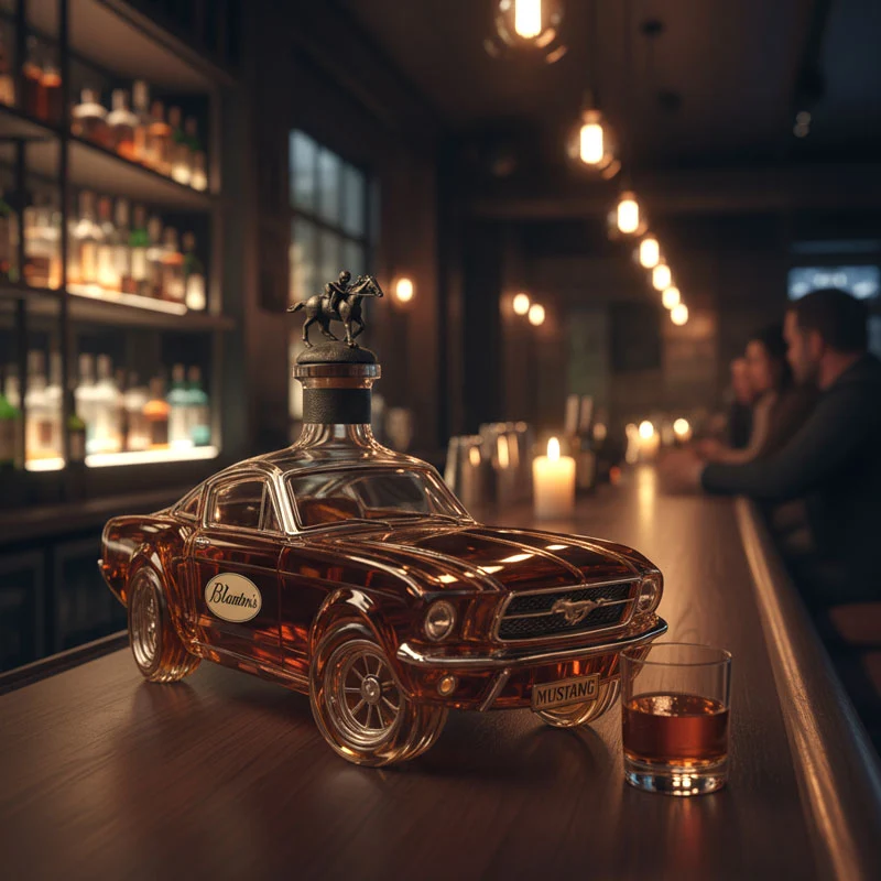 Auto Whiskey Karaf Glazen Decanter 750ml voor Thuisbar met 3D Ontwerp Stijlvolle Drankendispenser Cadeau | Sansoti