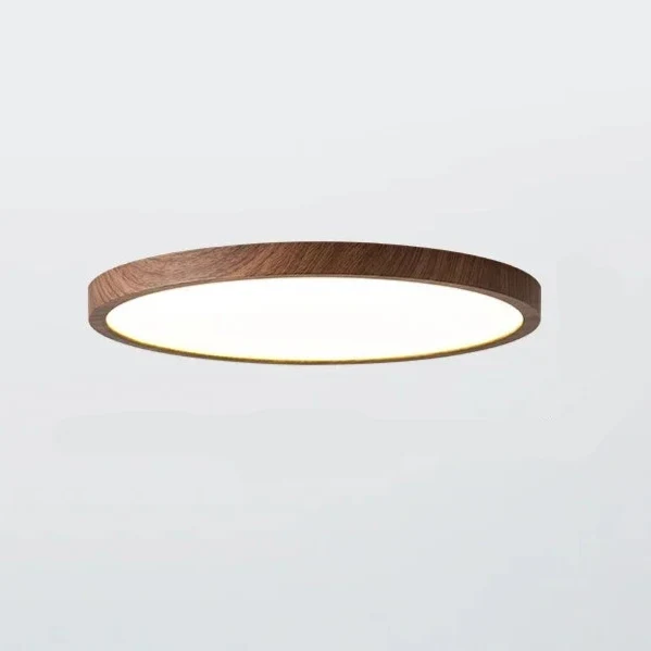 Ronde Plafondlamp Houtlook LED Dimbaar Ultra Plat Design Woonkamer Slaapkamer Scandinavische Verlichting | Sansoti