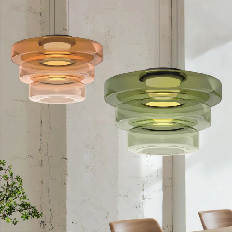 Glazen Hanglamp Meerlaags Glas IJzer Warm LED Licht Eetkamer Woonkamer Keuken Scandinavisch Modern Design | Sansoti