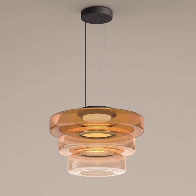 Glazen Hanglamp Meerlaags Glas IJzer Warm LED Licht Eetkamer Woonkamer Keuken Scandinavisch Modern Design | Sansoti