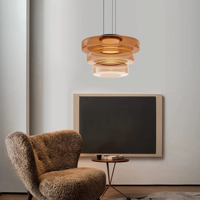 Glazen Hanglamp Meerlaags Glas IJzer Warm LED Licht Eetkamer Woonkamer Keuken Scandinavisch Modern Design | Sansoti