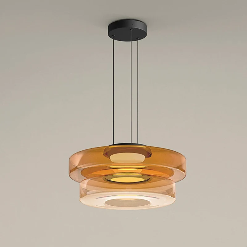 Glazen Hanglamp Meerlaags Glas IJzer Warm LED Licht Eetkamer Woonkamer Keuken Scandinavisch Modern Design | Sansoti