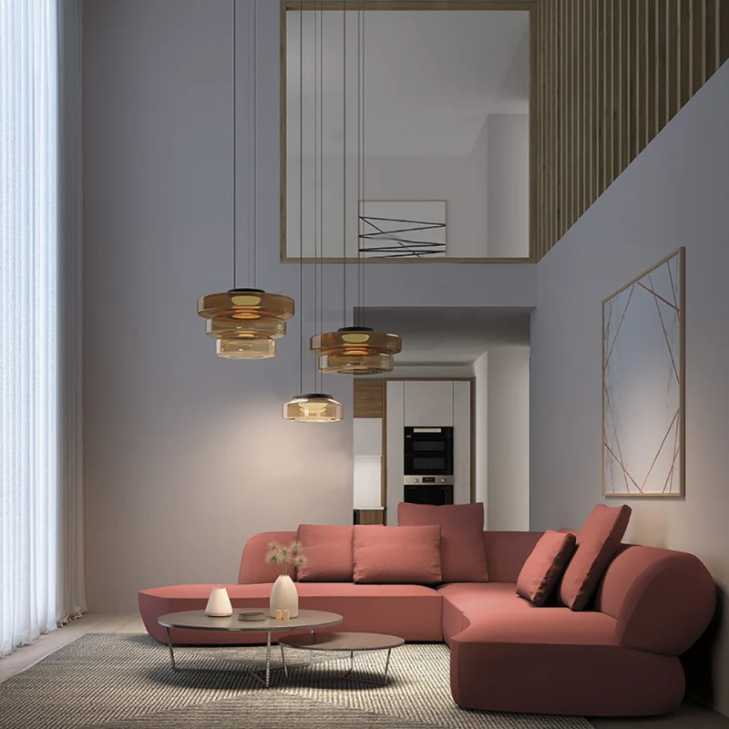 Glazen Hanglamp Meerlaags Glas IJzer Warm LED Licht Eetkamer Woonkamer Keuken Scandinavisch Modern Design | Sansoti