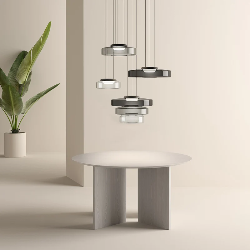 Glazen Hanglamp Meerlaags Glas IJzer Warm LED Licht Eetkamer Woonkamer Keuken Scandinavisch Modern Design | Sansoti