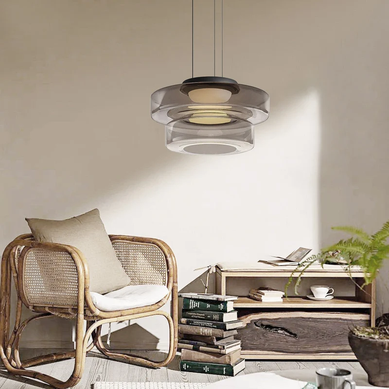 Glazen Hanglamp Meerlaags Glas IJzer Warm LED Licht Eetkamer Woonkamer Keuken Scandinavisch Modern Design | Sansoti