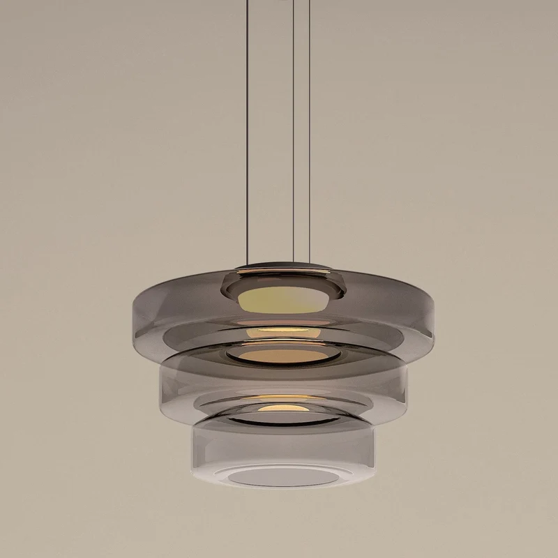 Glazen Hanglamp Meerlaags Glas IJzer Warm LED Licht Eetkamer Woonkamer Keuken Scandinavisch Modern Design | Sansoti