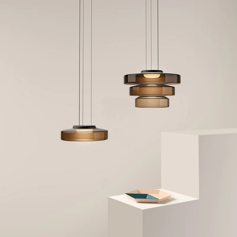 Glazen Hanglamp Meerlaags Glas IJzer Warm LED Licht Eetkamer Woonkamer Keuken Scandinavisch Modern Design | Sansoti