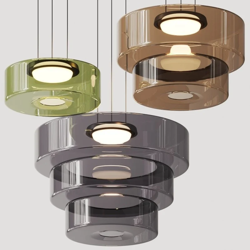 Glazen Hanglamp Meerlaags Glas IJzer Warm LED Licht Eetkamer Woonkamer Keuken Scandinavisch Modern Design | Sansoti