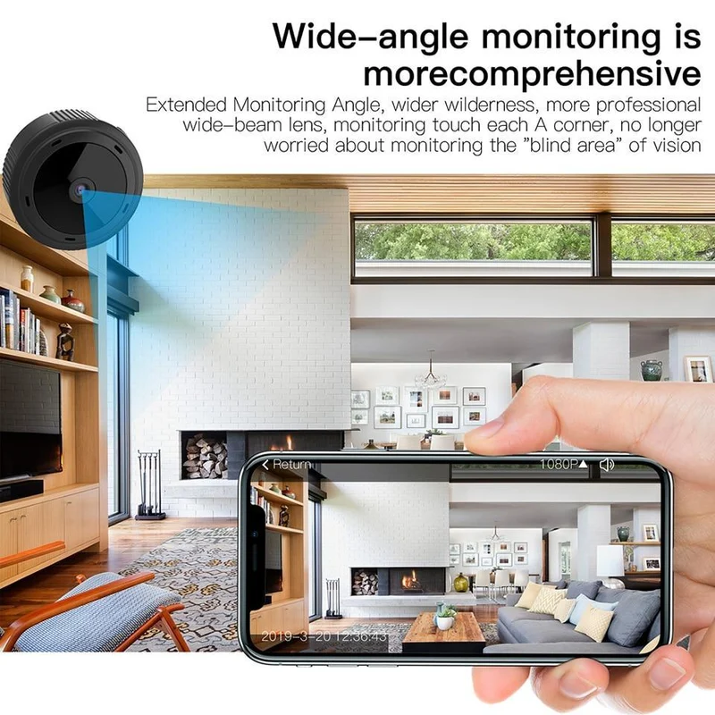 Compacte Beveiligingscamera 1080P met Nachtzicht en Bewegingsdetectie WiFi Bewakingscamera Mini Draadloos | Sansoti