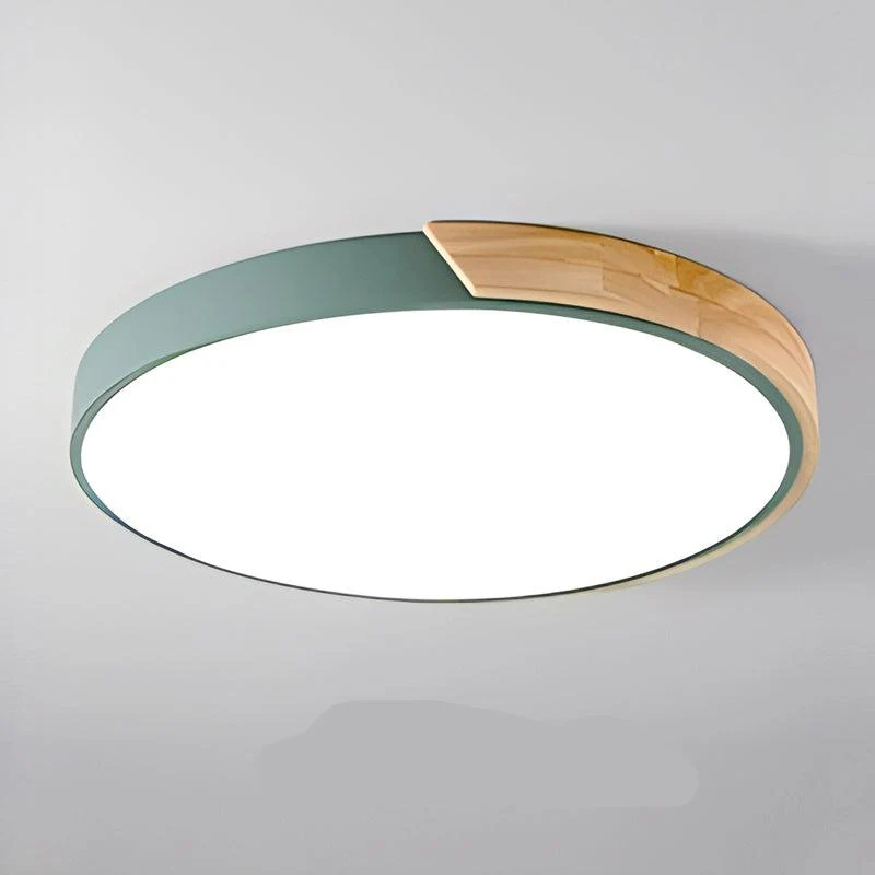 Scandinavische plafondlamp met houtaccent macaron-vorm moderne sfeerverlichting woonkamer slaapkamer | Sansoti