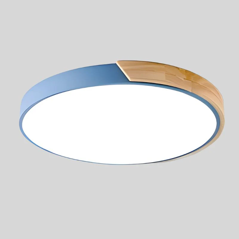 Scandinavische plafondlamp met houtaccent macaron-vorm moderne sfeerverlichting woonkamer slaapkamer | Sansoti