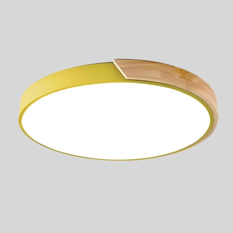 Scandinavische plafondlamp met houtaccent macaron-vorm moderne sfeerverlichting woonkamer slaapkamer | Sansoti