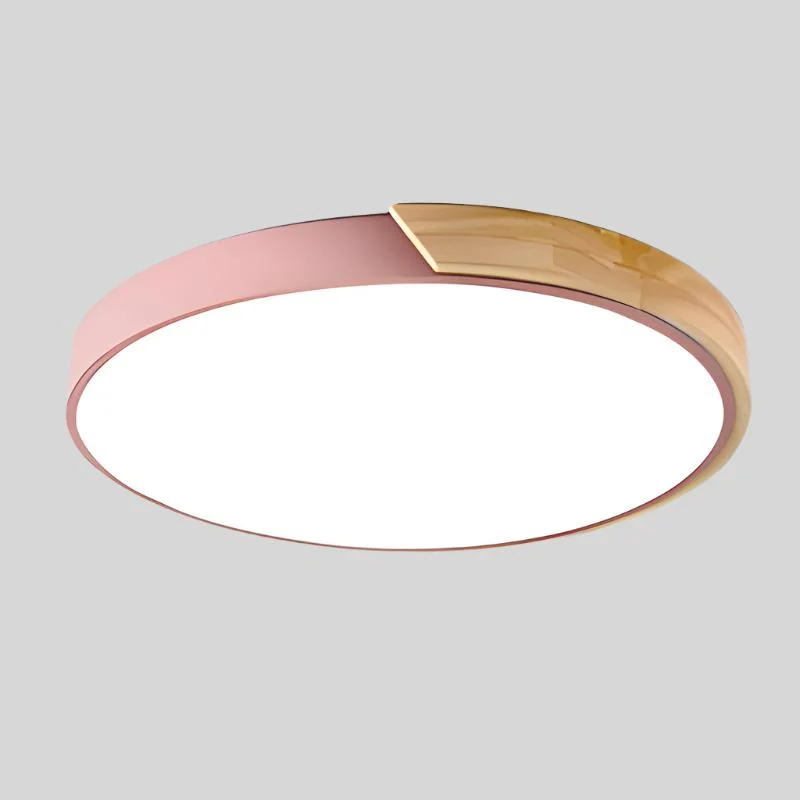 Scandinavische plafondlamp met houtaccent macaron-vorm moderne sfeerverlichting woonkamer slaapkamer | Sansoti