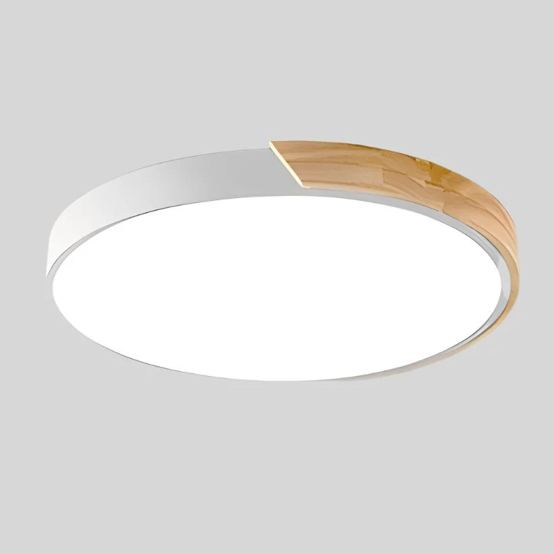 Scandinavische plafondlamp met houtaccent macaron-vorm moderne sfeerverlichting woonkamer slaapkamer | Sansoti