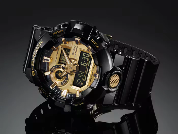 Casio G-Shock GA-710GB-1AER Herrenuhr • Extreme Stoßfestigkeit • Black & Gold Design