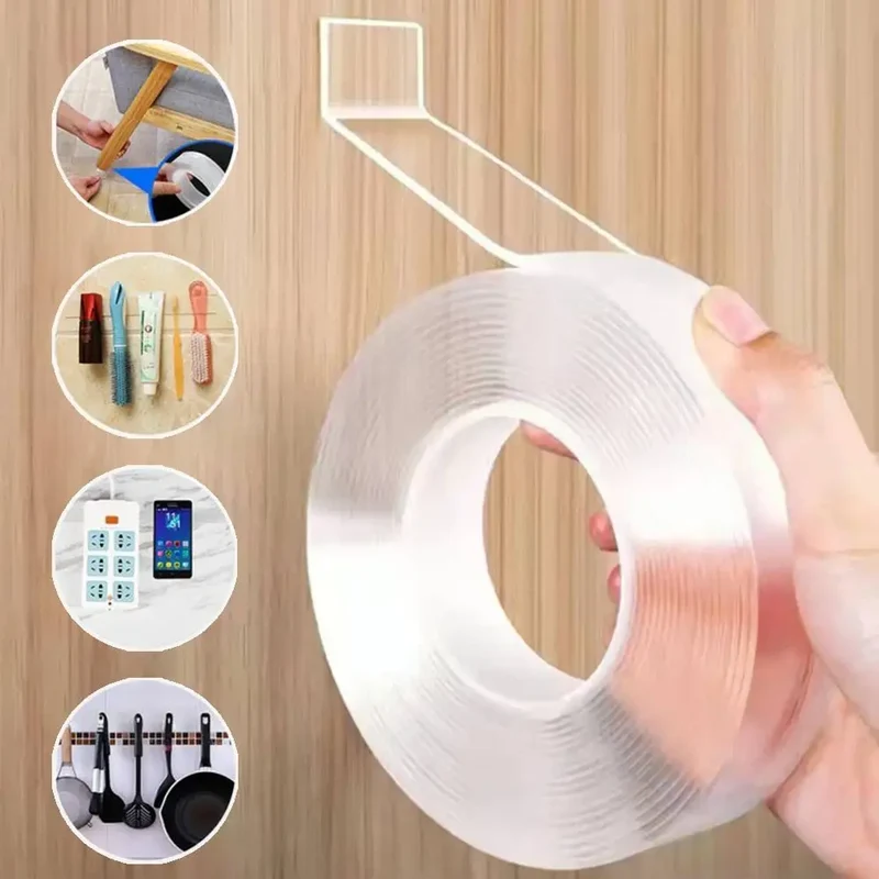 Dubbelzijdig Tape Transparant Sterk PET Gel 3cm x 3m Binnen Buiten Spoorloos Verwijderbaar Muur Plafond Auto | Sansoti